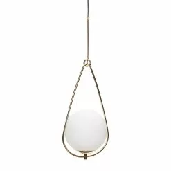 Hubsch Hanglamp Wit Glas Met Messing Detail
