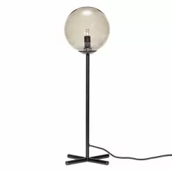 Hubsch Tafellamp Zwart Metaal Met Smoke Glas