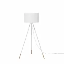 Beliani TOBOL - Staande Lamp-Wit-Metaal, Essenhout