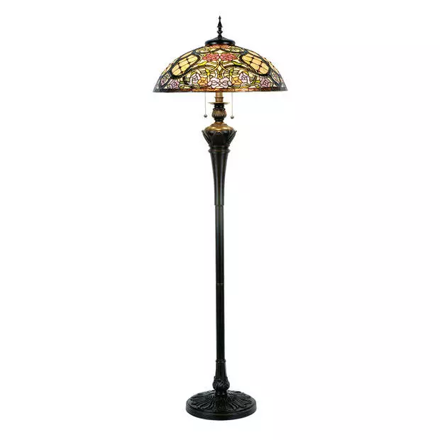 Clayre & Eef LumiLamp Tiffany Vloerlamp Ø 55x150 Cm Beige Roze Kunststof Glas Halfrond Bloemen Staande Lamp Beige Staande Lamp 2 Clayre & Eef LumiLamp Tiffany Vloerlamp Ø 55x150 Cm Beige Roze Kunststof Glas Halfrond Bloemen Staande Lamp Beige Staande Lamp - Afbeelding 2