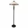 Clayre & Eef LumiLamp Tiffany Vloerlamp Ø 51x160 Cm Wit Bruin Glas Driehoek Staande Lamp Wit Staande Lamp