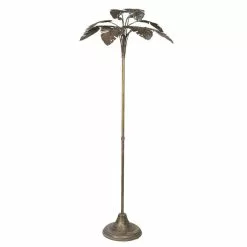 Clayre & Eef Vloerlamp 64x64x165 Cm Goudkleurig Metaal Staande Lamp Goudkleurig Staande Lamp