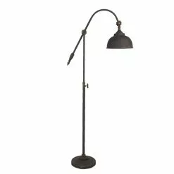 Clayre & Eef Vloerlamp 37x27x169 Cm Bruin Ijzer Rond Staande Lamp Bruin Staande Lamp