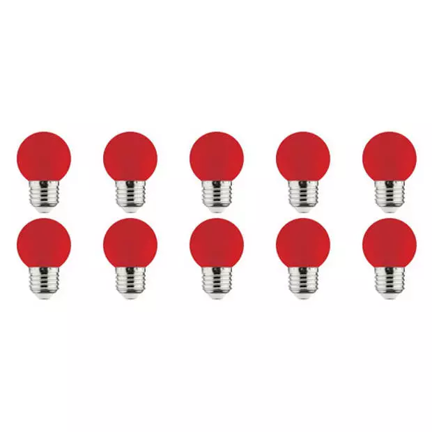 BES LED LED Lamp 10 Pack - Romba - Rood Gekleurd - E27 Fitting - 1W 1 BES LED LED Lamp 10 Pack - Romba - Rood Gekleurd - E27 Fitting - 1W