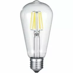 BES LED LED Lamp - Filament - Trion Kalon - E27 Fitting - 6W - Warm Wit 2700K - Transparent Helder - Aluminium