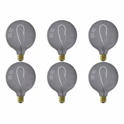 CALEX - LED Lamp 6 Pack - Nora Topaz G125 - E27 Fitting - Dimbaar - 4W - Warm Wit 2200K - Grijs