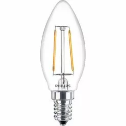 PHILIPS - LED Lamp Filament - Classic LEDCandle 827 B35 CL - E14 Fitting - 2W - Warm Wit 2700K Vervangt 25W