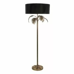 Clayre & Eef Vloerlamp Ø 60x165 Cm Goudkleurig Zwart Ijzer Rechthoek Staande Lamp Goudkleurig Staande Lamp