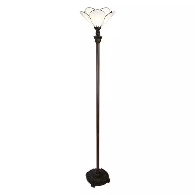 Clayre & Eef LumiLamp Tiffany Vloerlamp Ø 31x183 Cm Wit Glas Kunststof Staande Lamp Wit Staande Lamp 2 Clayre & Eef LumiLamp Tiffany Vloerlamp Ø 31x183 Cm Wit Glas Kunststof Staande Lamp Wit Staande Lamp - Afbeelding 2