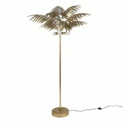 Clayre & Eef Vloerlamp Palm Ø 100x193 Cm Goudkleurig Ijzer Staande Lamp Goudkleurig Staande Lamp