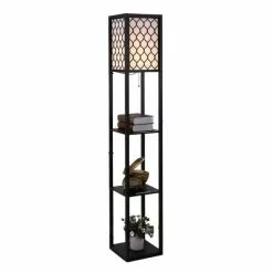Zenzee Vloerlamp - Staande Lamp - Stalamp - Met Opbergruimte - 26L X 26B X 160H Cm - Zwart