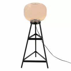 Clayre & Eef Vloerlamp 37x37x72 Cm Zwart Bruin Ijzer Glas Staande Lamp Zwart Staande Lamp