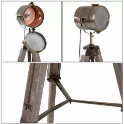 Zenzee Staande Lamp Metaal Verstelbaar In Hoogte - Vloerlamp Studio Driepoot - Retro Studiospot Met Koperkleurige Lampenkap... -LAMPEN Winkel 3730262 4020e1a6