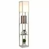 Zenzee Vloerlamp - Staande Lamp - Stalamp - Met Opbergruimte - 26L X 26B X 160H Cm - Wit/Eiken