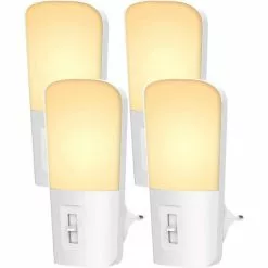 Qumax LED Nachtlampje Stopcontact 4 Stuks - Dimbare Nachtlampjes Met Sensor - Nachtlampje Babykamer - Nacht Lamp - Dag E