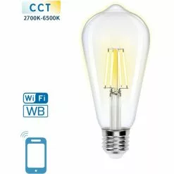 BES LED LED Lamp - Smart LED - Aigi Rixona - Bulb ST64 - 6W - E27 Fitting - Slimme LED - Wifi LED + Bluetooth - Aanpasbare Kleur -LAMPEN Winkel 3823763 2bfb721e