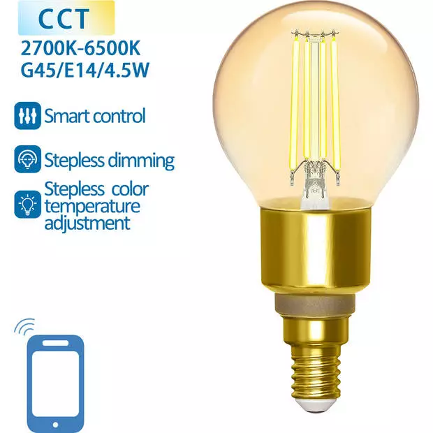 BES LED LED Lamp - Filament - Smart LED - Aigi Delano - Bulb G45 - 4.5W - E14 Fitting - Slimme LED - Wifi LED + Bluetooth - 2 BES LED LED Lamp - Filament - Smart LED - Aigi Delano - Bulb G45 - 4.5W - E14 Fitting - Slimme LED - Wifi LED + Bluetooth - - Afbeelding 2