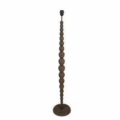 Clayre & Eef Vloerlamp Ø 24x129 Cm Bruin Grijs Hout Rond Staande Lamp Bruin Staande Lamp