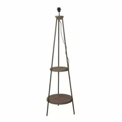 Clayre & Eef Vloerlamp Ø 38x150 Cm Bruin Hout Ijzer Rond Staande Lamp Bruin Staande Lamp
