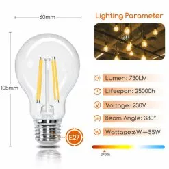 Aigostar 10ZCM - Filament Lamp - LED Lichtbron - E27 - 6W - 2700K - 730lm - Set Van 6 Stuks -LAMPEN Winkel 3883647 fecb102f