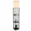 Zenzee Vloerlamp - Staande Lamp - Stalamp - Modern - Met Opbergruimte - 26L X 26B X 160H Cm - Zwart- Effen