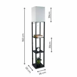 Zenzee Vloerlamp - Staande Lamp - Stalamp - Modern - Met Opbergruimte - 26L X 26B X 160H Cm - Zwart- Effen -LAMPEN Winkel 3906290 58c54ac0