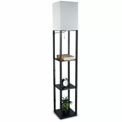 Zenzee Vloerlamp - Staande Lamp - Stalamp - Modern - Met Opbergruimte - 26L X 26B X 160H Cm - Zwart- Effen -LAMPEN Winkel 3906290 930f59cc