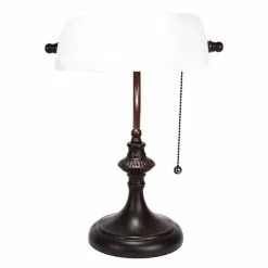 HAES DECO - Bankierslamp Tafellamp Wit 26x16x38 Cm Fitting E27 / Lamp Max 1x40W