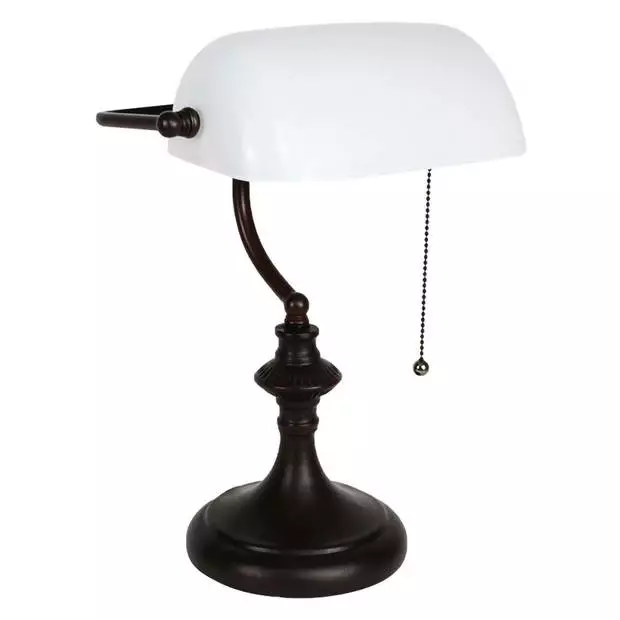 HAES DECO - Bankierslamp Tafellamp Wit 26x16x38 Cm Fitting E27 / Lamp Max 1x40W 3 HAES DECO - Bankierslamp Tafellamp Wit 26x16x38 Cm Fitting E27 / Lamp Max 1x40W - Afbeelding 3