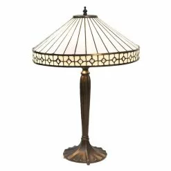 HAES DECO - Tiffany Tafellamp Beige, Bruin Ø 40x58 Cm Fitting E27 / Lamp Max 2x60W
