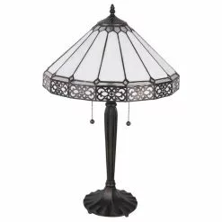 HAES DECO - Tiffany Tafellamp Beige, Bruin Ø 41x62 Cm Fitting E27 / Lamp Max 2x60W -LAMPEN Winkel 3933110 ad87d38f