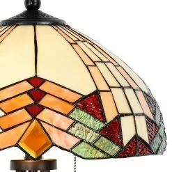 HAES DECO - Tiffany Tafellamp Beige, Rood Ø 40x60 Cm Fitting E27 / Lamp Max 2x60W -LAMPEN Winkel 3933135 bf2119d9
