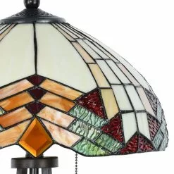 HAES DECO - Tiffany Tafellamp Beige, Rood Ø 40x60 Cm Fitting E27 / Lamp Max 2x60W -LAMPEN Winkel 3933135 f04305d1