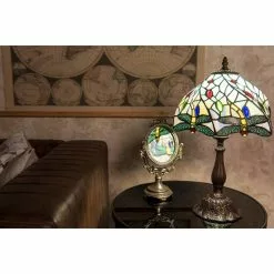 HAES DECO - Tiffany Tafellamp Blauw Ø 27x48 Cm Fitting E27 / Lamp Max 1x60W -LAMPEN Winkel 3933144 dfeaa84b