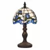 HAES DECO - Tiffany Tafellamp Blauw, Beige Ø 18x32 Cm Fitting E14 / Lamp Max 1x25W