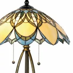 HAES DECO - Tiffany Tafellamp Blauw, Beige Ø 40x60 Cm Fitting E27 / Lamp Max 2x60W -LAMPEN Winkel 3933152 e0c26e88