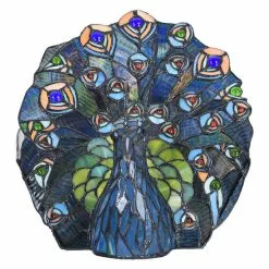 HAES DECO - Tiffany Tafellamp Blauw, Groen 32x35x30 Cm Fitting E14 / Lamp Max 1x40W