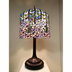HAES DECO - Tiffany Tafellamp Blauw, Roze Ø 40x84 Cm Fitting E27 / Lamp Max 3x60W -LAMPEN Winkel 3933164 ac3ff7b5