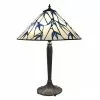 HAES DECO - Tiffany Tafellamp Blauw, Wit Ø 42x63 Cm Fitting E27 / Lamp Max 2x60W