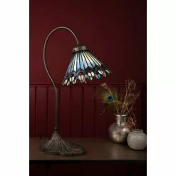 HAES DECO - Tiffany Tafellamp Bruin, Beige, Grijs Ø 20x51 Cm Fitting E14 / Lamp Max 1x40W -LAMPEN Winkel 3933193 23c1184c