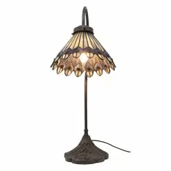 HAES DECO - Tiffany Tafellamp Bruin, Beige, Grijs Ø 20x51 Cm Fitting E14 / Lamp Max 1x40W -LAMPEN Winkel 3933193 4ce88fbc