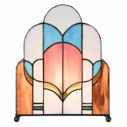 HAES DECO - Tiffany Tafellamp Creme 30x4x25 Cm Fitting E14 / Lamp Max 1x40W