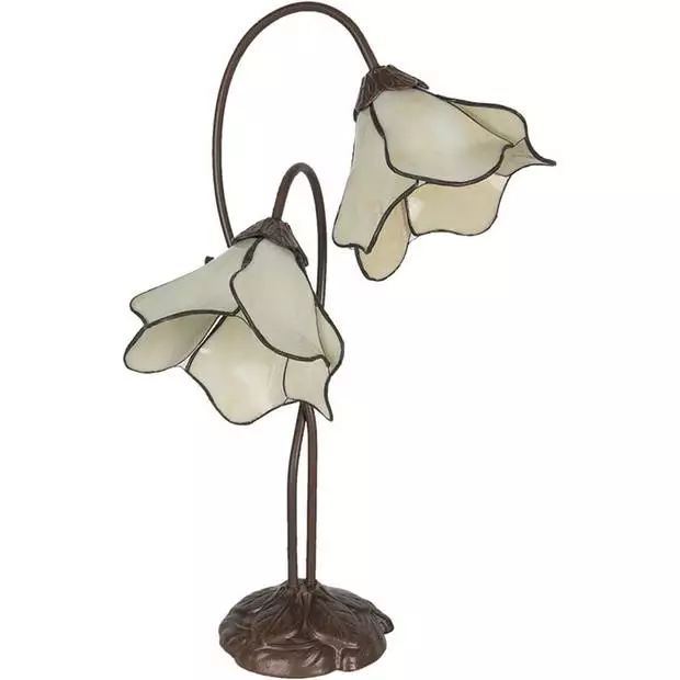 HAES DECO - Tiffany Tafellamp Creme 41x23x57 Cm Fitting E27 / Lamp Max 2x40W 2 HAES DECO - Tiffany Tafellamp Creme 41x23x57 Cm Fitting E27 / Lamp Max 2x40W - Afbeelding 2