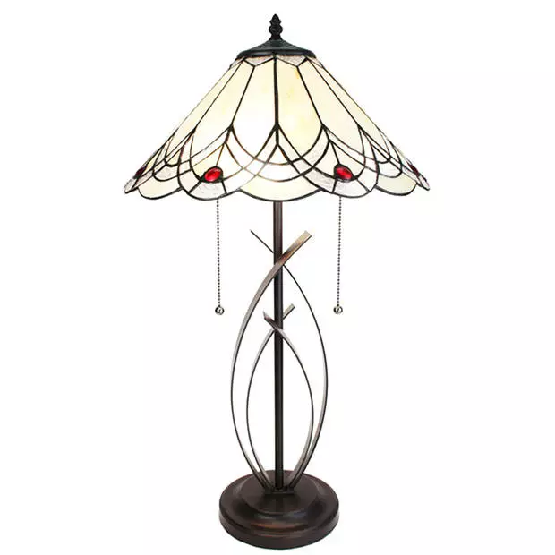 HAES DECO - Tiffany Tafellamp Creme Ø 39x69 Cm Fitting E27 / Lamp Max 2x60W 1 HAES DECO - Tiffany Tafellamp Creme Ø 39x69 Cm Fitting E27 / Lamp Max 2x60W