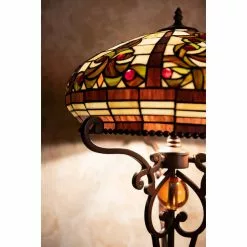 HAES DECO - Tiffany Tafellamp Creme, Bruin Ø 42x72 Cm Fitting E27 / Lamp Max 2x60W -LAMPEN Winkel 3933226 6f8257b0