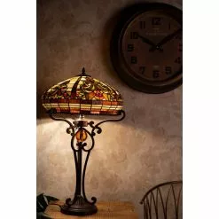 HAES DECO - Tiffany Tafellamp Creme, Bruin Ø 42x72 Cm Fitting E27 / Lamp Max 2x60W -LAMPEN Winkel 3933226 d24359cd