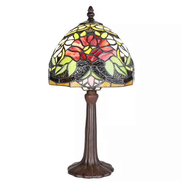 HAES DECO - Tiffany Tafellamp Creme, Bruin, Rood, Groen Ø 20x36 Cm Fitting E14 / Lamp Max 1x25W 1 HAES DECO - Tiffany Tafellamp Creme, Bruin, Rood, Groen Ø 20x36 Cm Fitting E14 / Lamp Max 1x25W