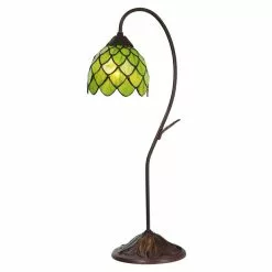 HAES DECO - Tiffany Tafellamp Groen Ø 28x60 Cm Fitting E14 / Lamp Max 1x40W