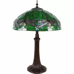 HAES DECO - Tiffany Tafellamp Groen Ø 41x57 Cm Fitting E27 / Lamp Max 2x40W -LAMPEN Winkel 3933257 0e96d247