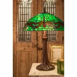 HAES DECO - Tiffany Tafellamp Groen Ø 41x57 Cm Fitting E27 / Lamp Max 2x40W -LAMPEN Winkel 3933257 edd158a5